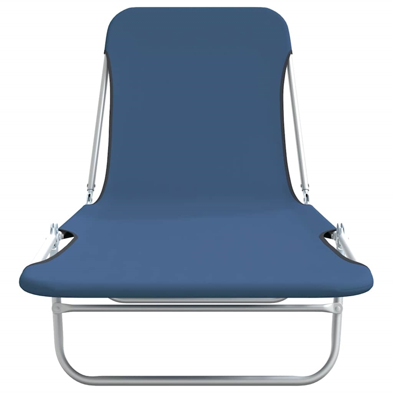 vidaXL Powder-Coated Steel Sunlounger Set of 2 Standard Foldable in Blue