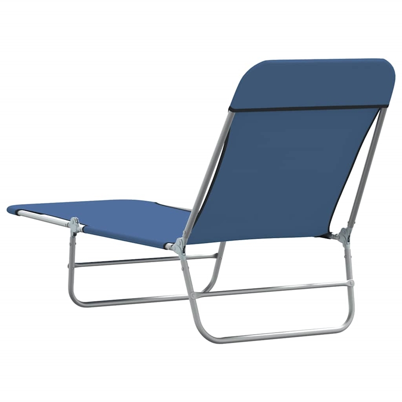 vidaXL Powder-Coated Steel Sunlounger Set of 2 Standard Foldable in Blue