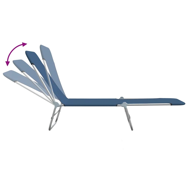 vidaXL Powder-Coated Steel Sunlounger Set of 2 Standard Foldable in Blue
