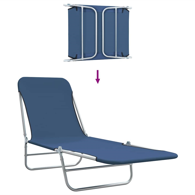 vidaXL Powder-Coated Steel Sunlounger Set of 2 Standard Foldable in Blue
