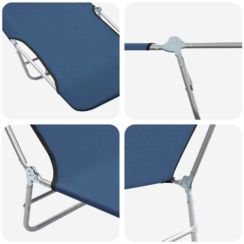 vidaXL Powder-Coated Steel Sunlounger Set of 2 Standard Foldable in Blue