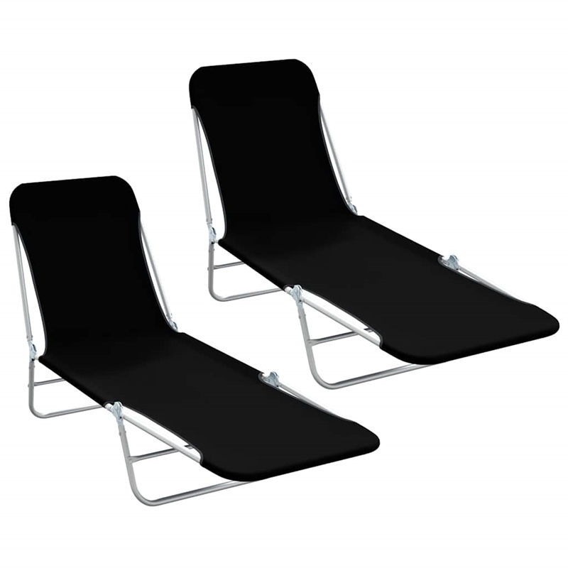 vidaXL Sunlounger Set of 2 Standard in Black