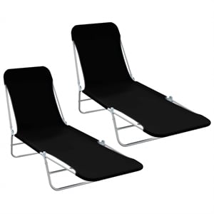vidaXL Sunlounger Set of 2 Standard in Black