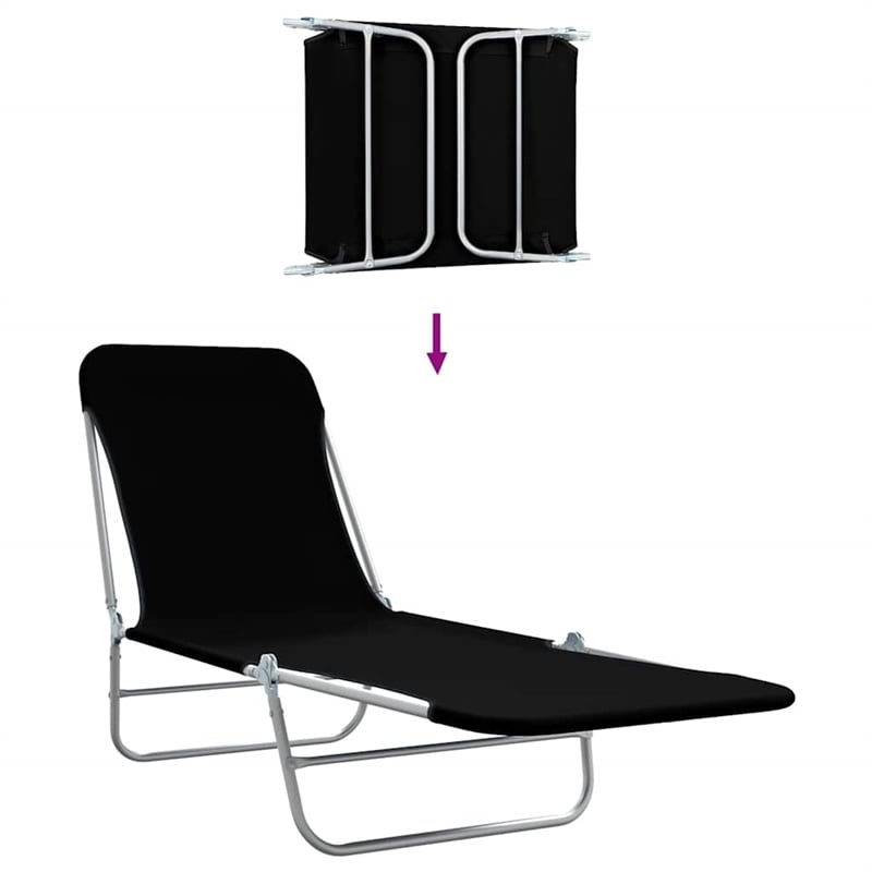 vidaXL Sunlounger Set of 2 Standard in Black