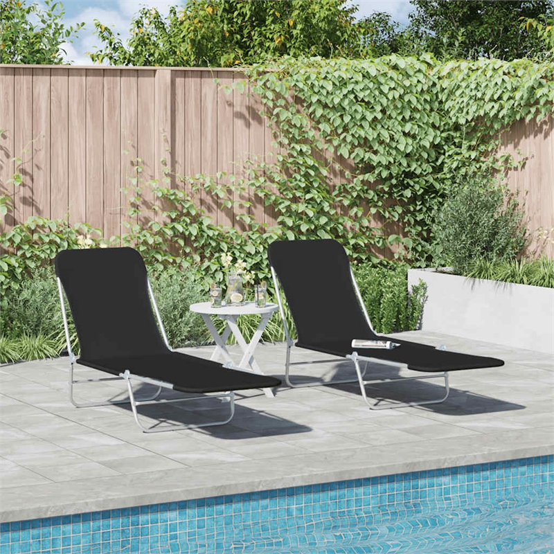 vidaXL Sunlounger Set of 2 Standard in Black
