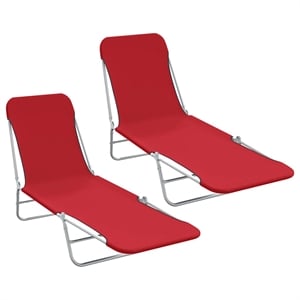 vidaXL Sunlounger Set of 2 Standard in Red