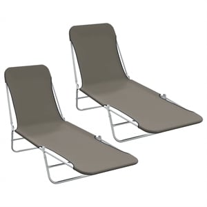 vidaXL Powder-Coated Steel Sunlounger Set of 2 Standard in Gray