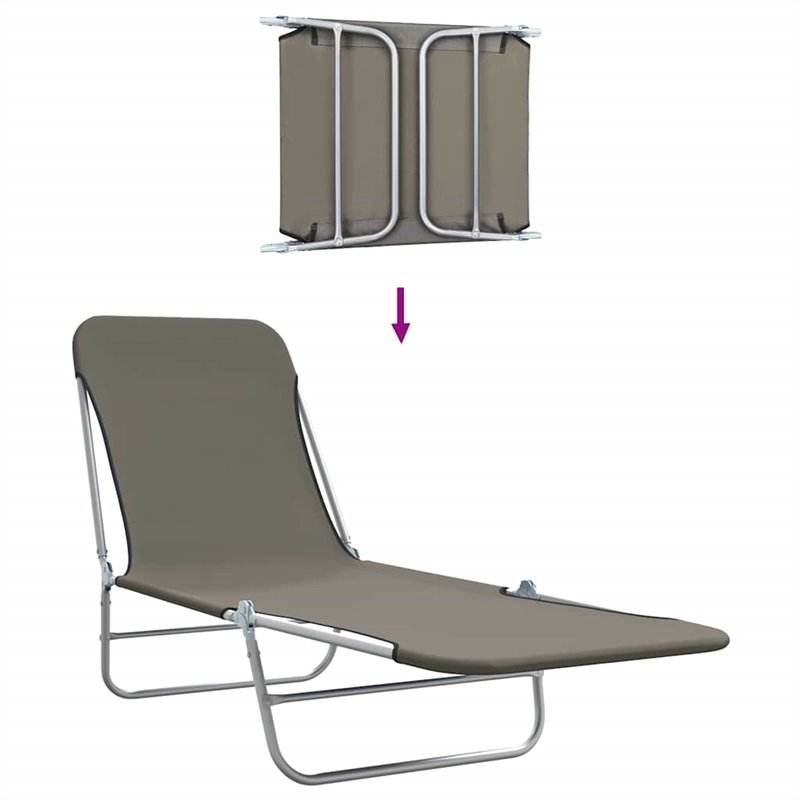 vidaXL Powder-Coated Steel Sunlounger Set of 2 Standard in Gray