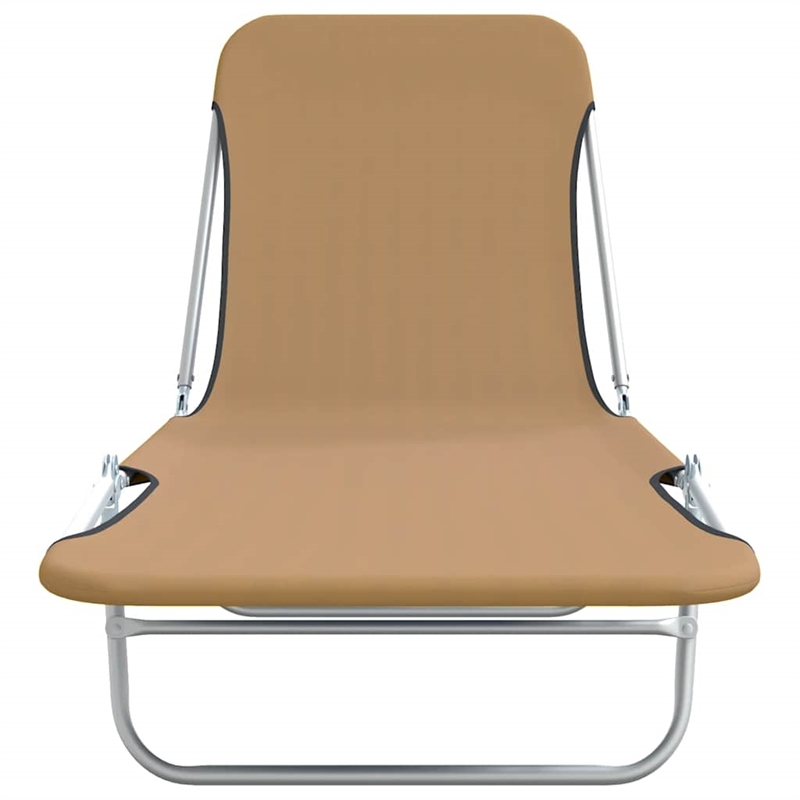 vidaXL Powder-Coated Steel Sunlounger Set of 2 Standard in Taupe