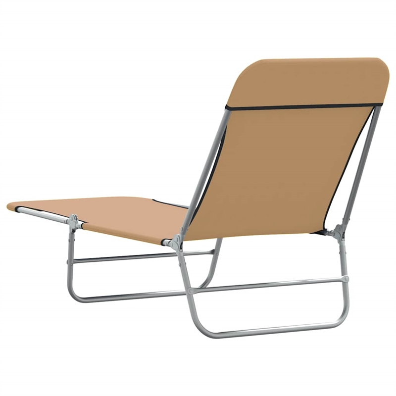 vidaXL Powder-Coated Steel Sunlounger Set of 2 Standard in Taupe