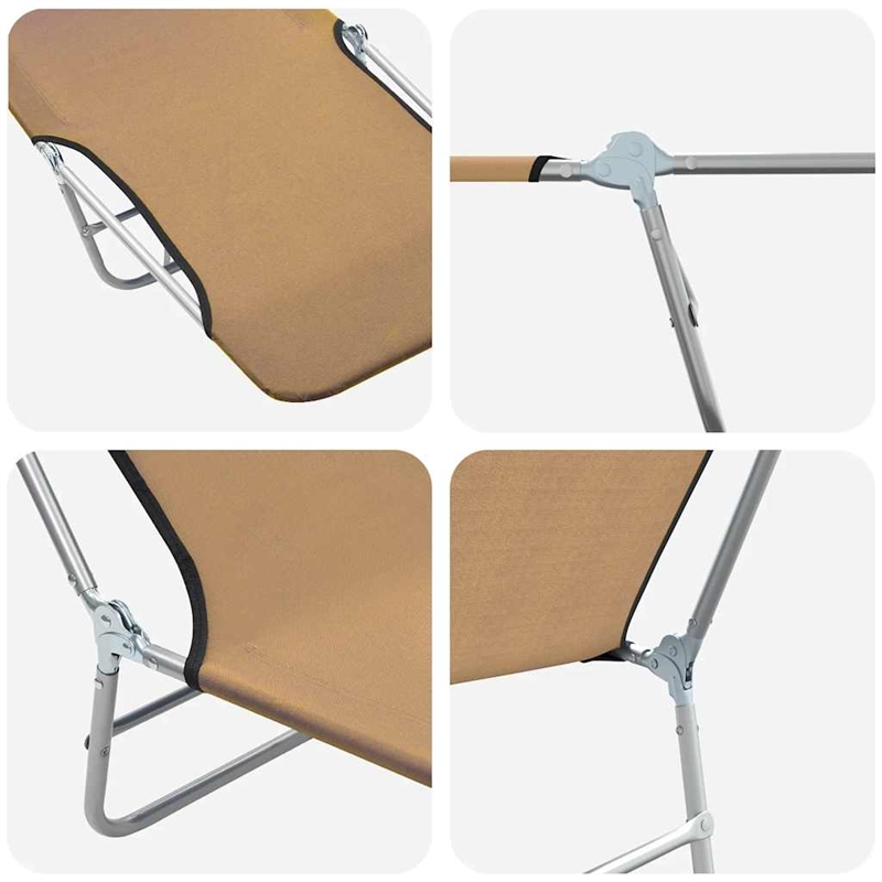vidaXL Powder-Coated Steel Sunlounger Set of 2 Standard in Taupe
