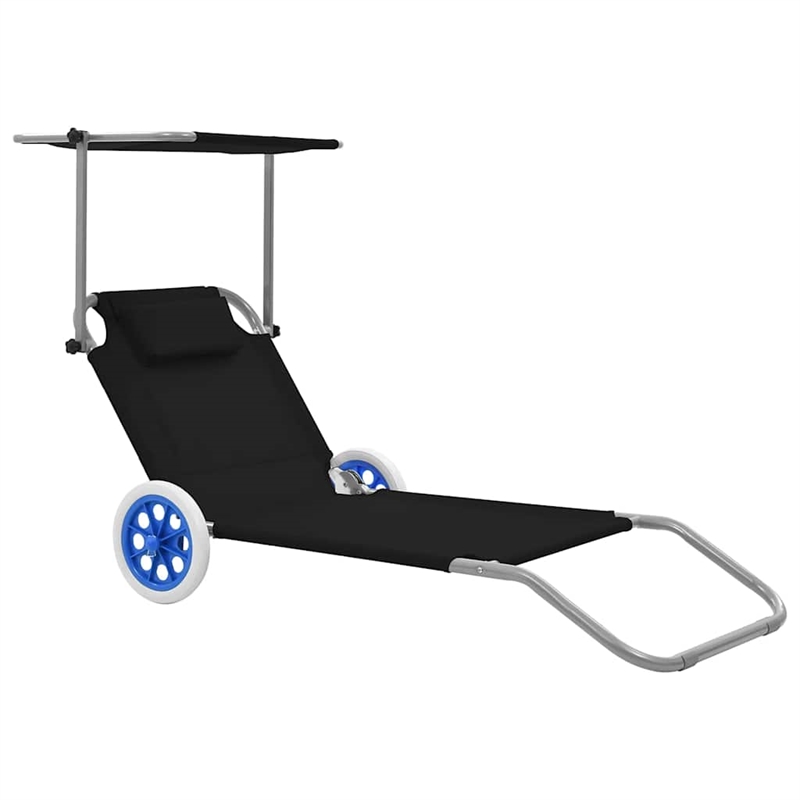 vidaXL Standard Sun Lounger in Black