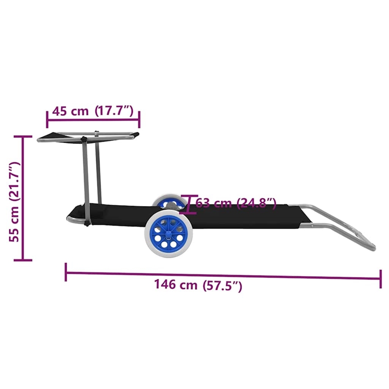 vidaXL Standard Sun Lounger in Black