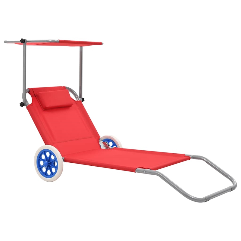 vidaXL Standard Sun Lounger in Red