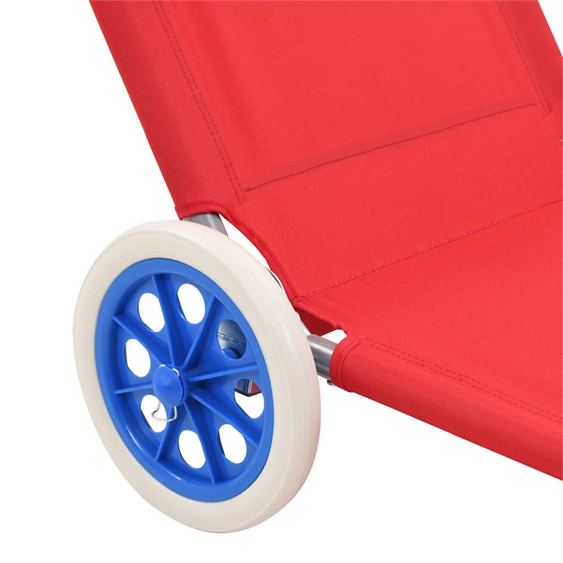 vidaXL Standard Sun Lounger in Red