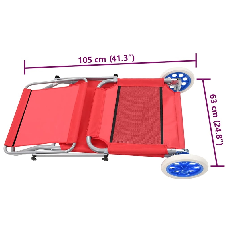 vidaXL Standard Sun Lounger in Red