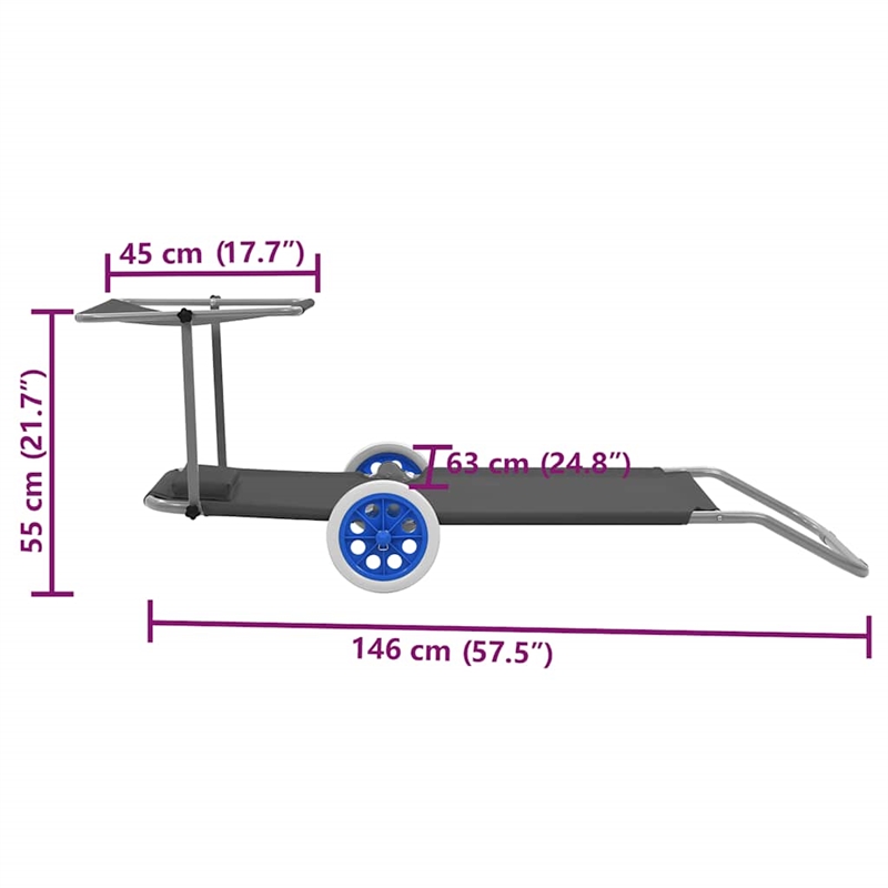 vidaXL Standard Sun Lounger in Steel Gray
