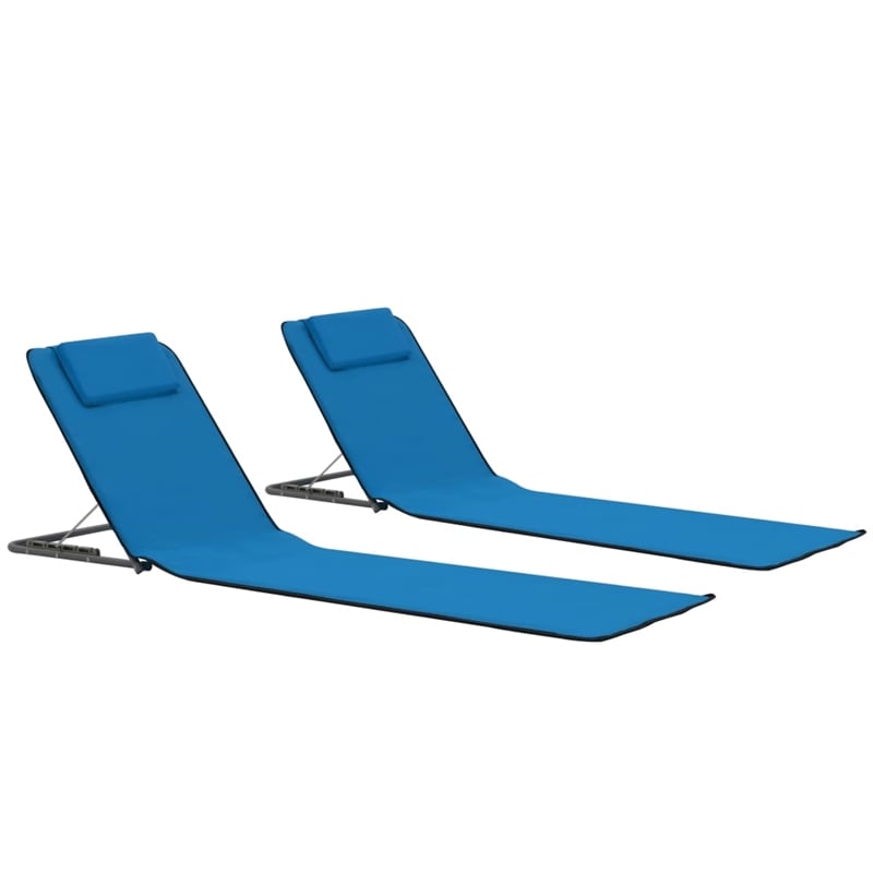 vidaXL Polyester Beach Chair in Blue (Set of 2)