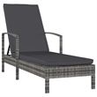 vidaXL PE Rattan Sun Lounger Large Adjustable Backrest in Gray