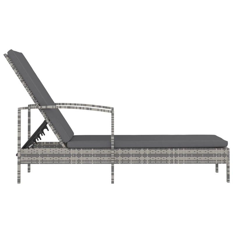 vidaXL PE Rattan Sun Lounger Large Adjustable Backrest in Gray