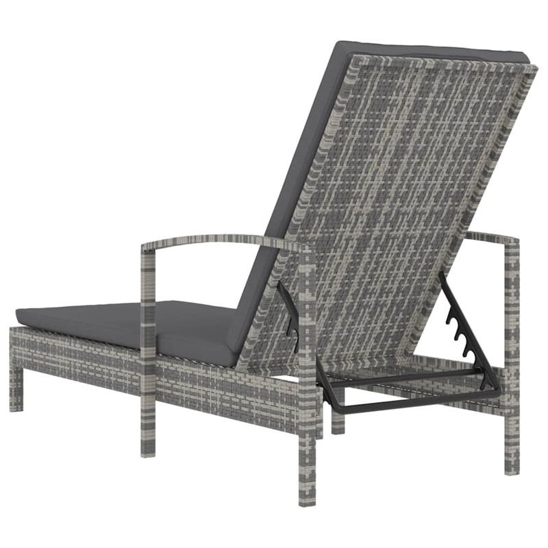vidaXL PE Rattan Sun Lounger Large Adjustable Backrest in Gray