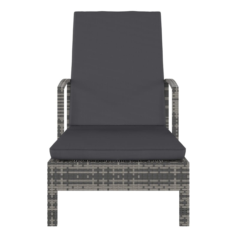 vidaXL PE Rattan Sun Lounger Large Adjustable Backrest in Gray