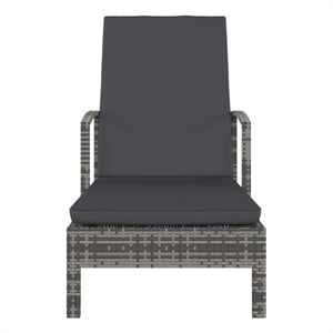 vidaXL PE Rattan Sun Lounger Large Adjustable Backrest in Gray