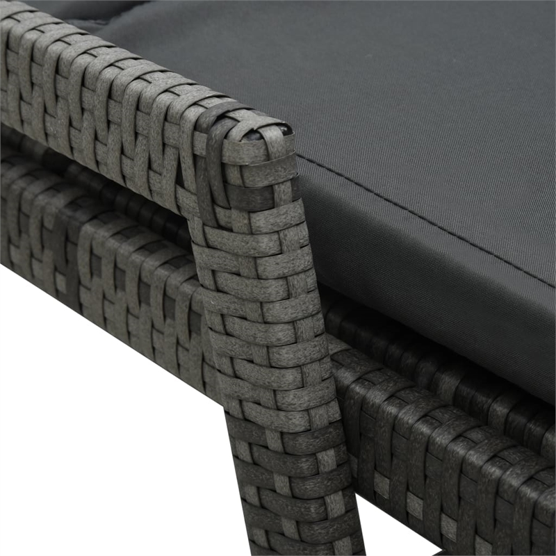 vidaXL PE Rattan Sunlounger Standard Adjustable Footrests in Gray