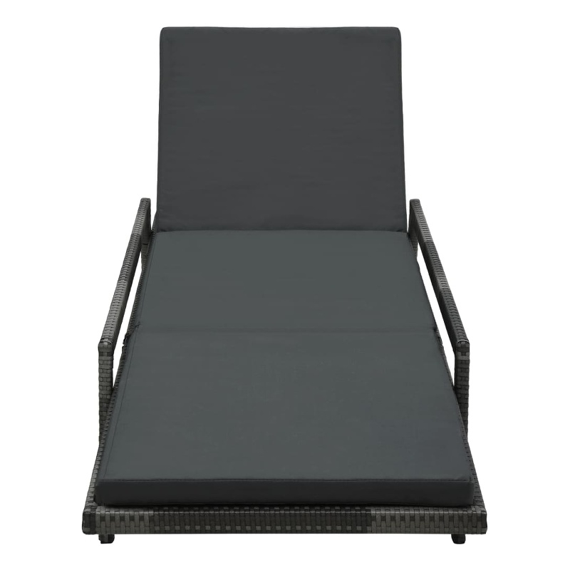 vidaXL PE Rattan Sunlounger Standard Adjustable Footrests in Gray