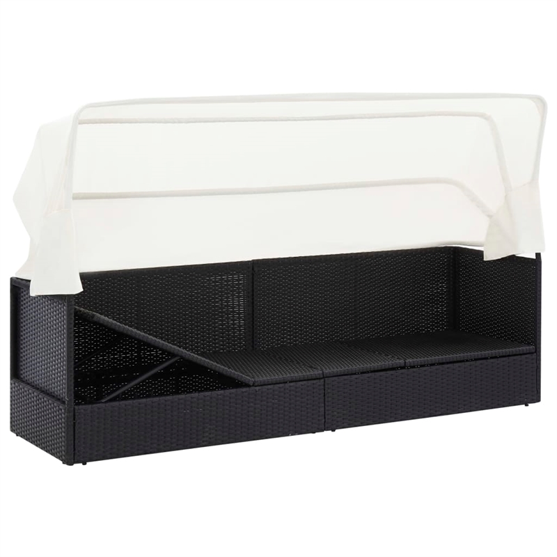 vidaXL PE Rattan Garden Sofa Large Foldable in Black