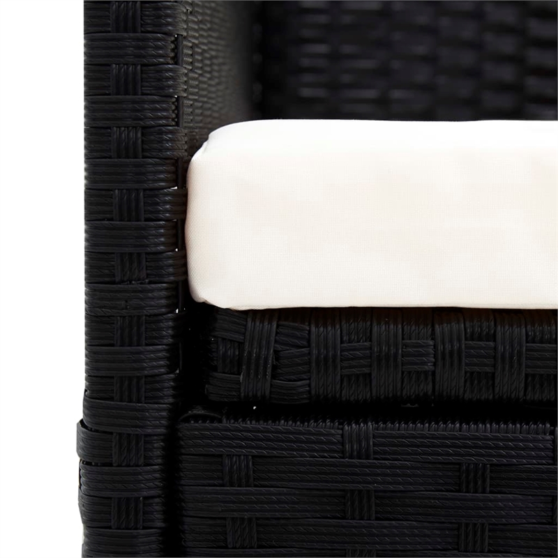 vidaXL PE Rattan Garden Sofa Large Foldable in Black