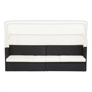 vidaXL PE Rattan Garden Sofa Large Foldable in Black
