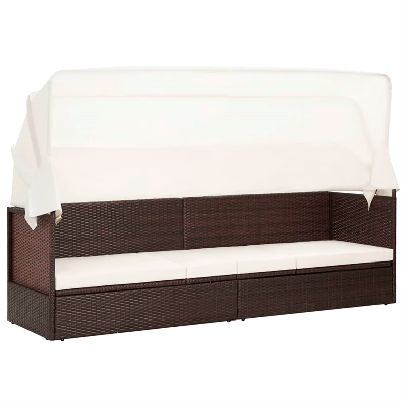 vidaXL PE Rattan Garden Sofa Large in Brown & Cream White