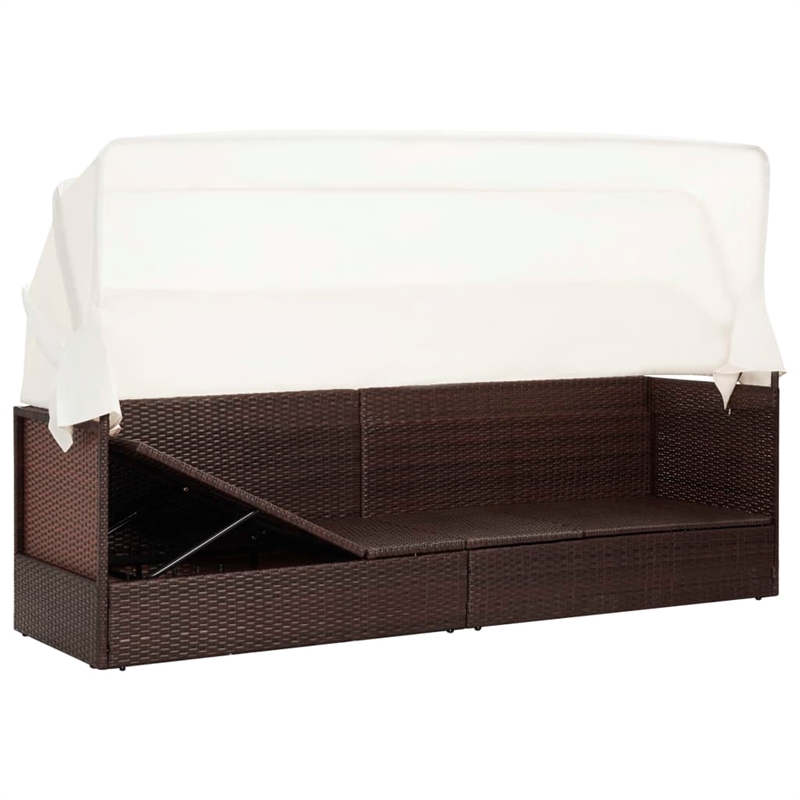 vidaXL PE Rattan Garden Sofa Large in Brown & Cream White