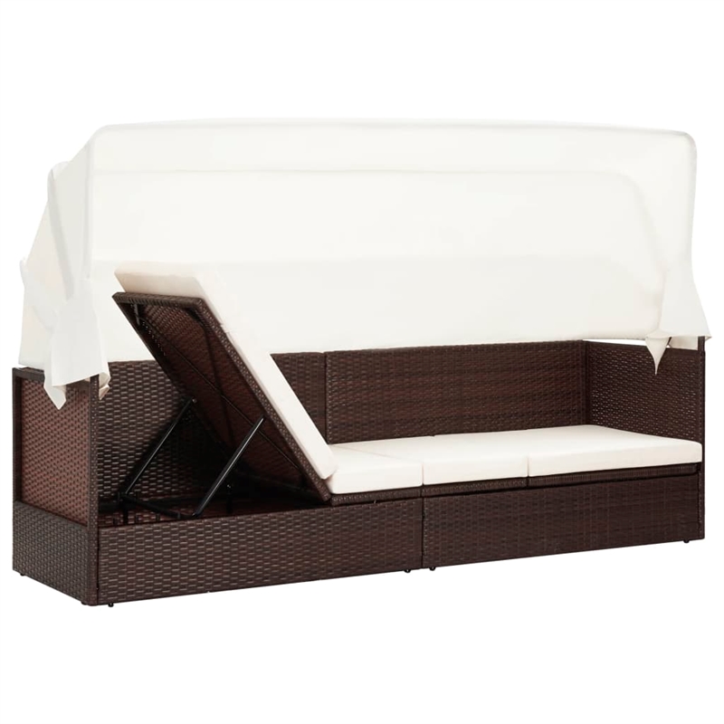 vidaXL PE Rattan Garden Sofa Large in Brown & Cream White