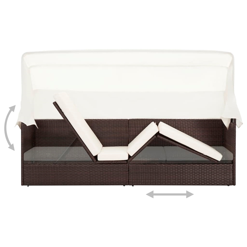 vidaXL PE Rattan Garden Sofa Large in Brown & Cream White
