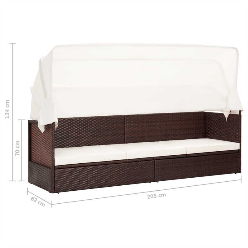 vidaXL PE Rattan Garden Sofa Large in Brown & Cream White