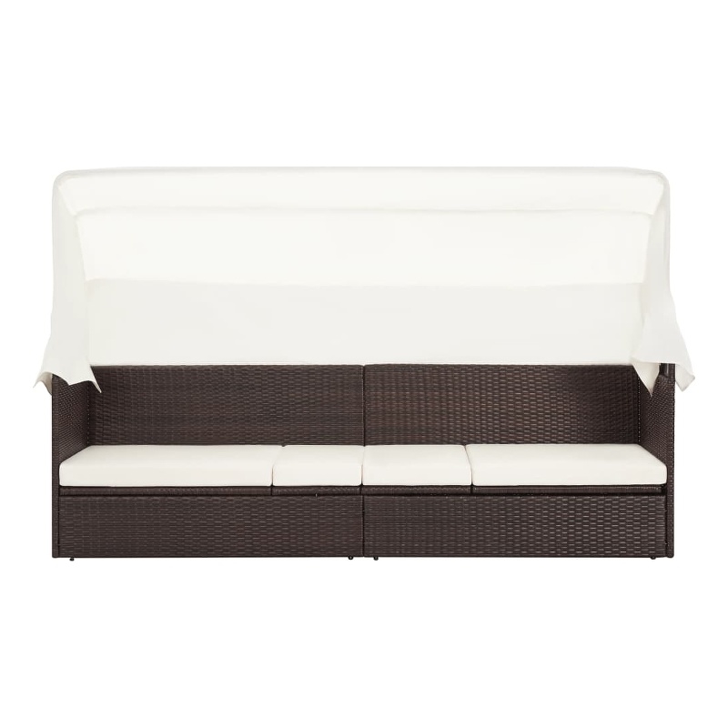 vidaXL PE Rattan Garden Sofa Large in Brown & Cream White