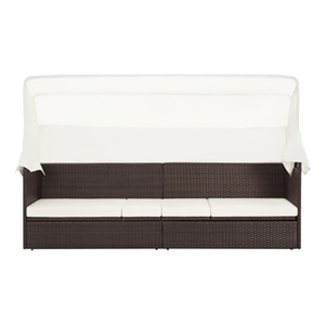 vidaXL PE Rattan Garden Sofa Large in Brown & Cream White