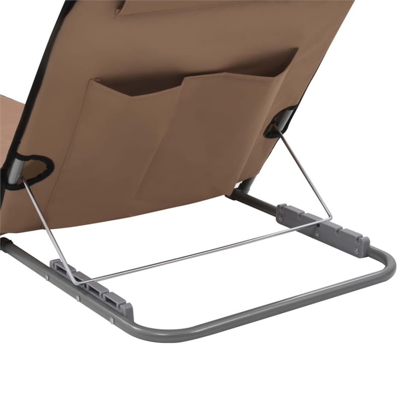 vidaXL Polyester & Steel Beach Chair in Brown (Set of 2)