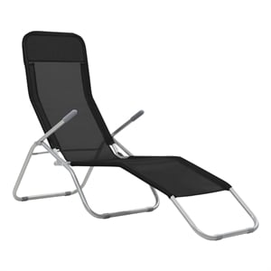 vidaXL Textilene & Steel Sunlounger Set of 2 in Black