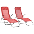 vidaXL Textilene & Steel Sunlounger Set of 2 in Red