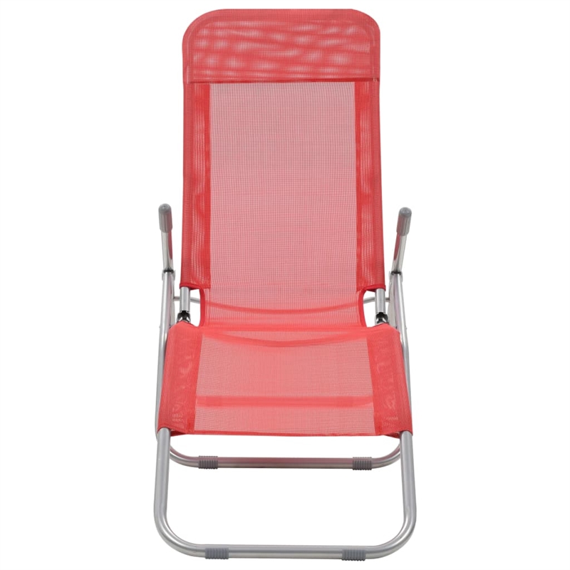 vidaXL Textilene & Steel Sunlounger Set of 2 in Red