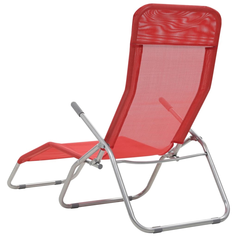 vidaXL Textilene & Steel Sunlounger Set of 2 in Red