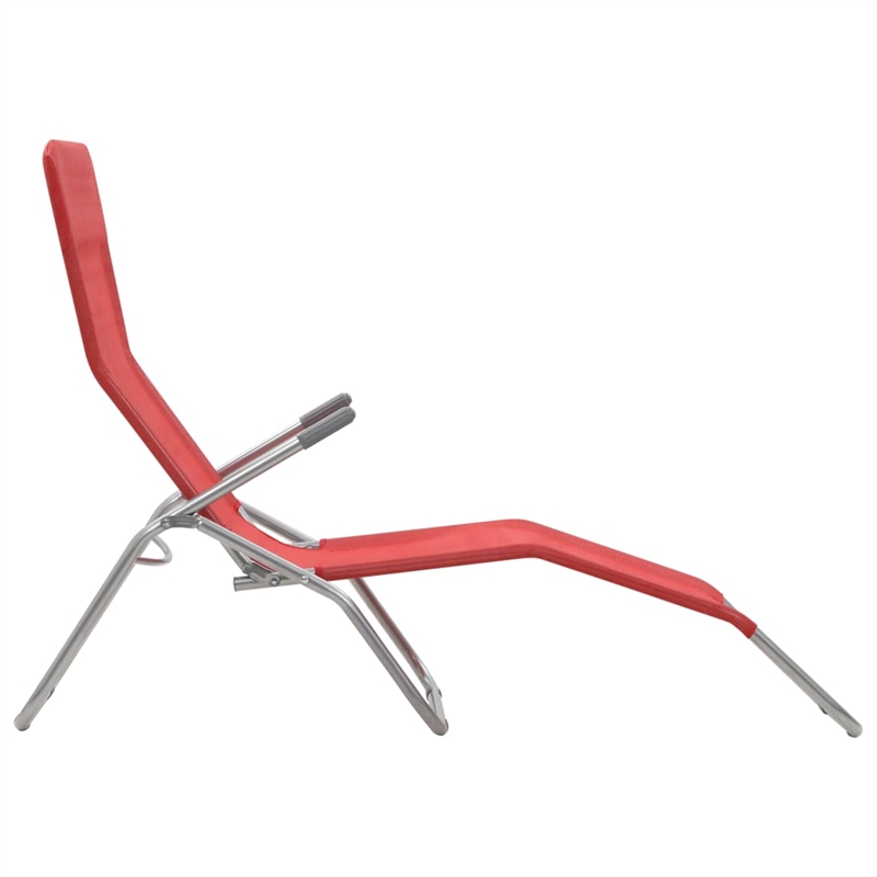 vidaXL Textilene & Steel Sunlounger Set of 2 in Red