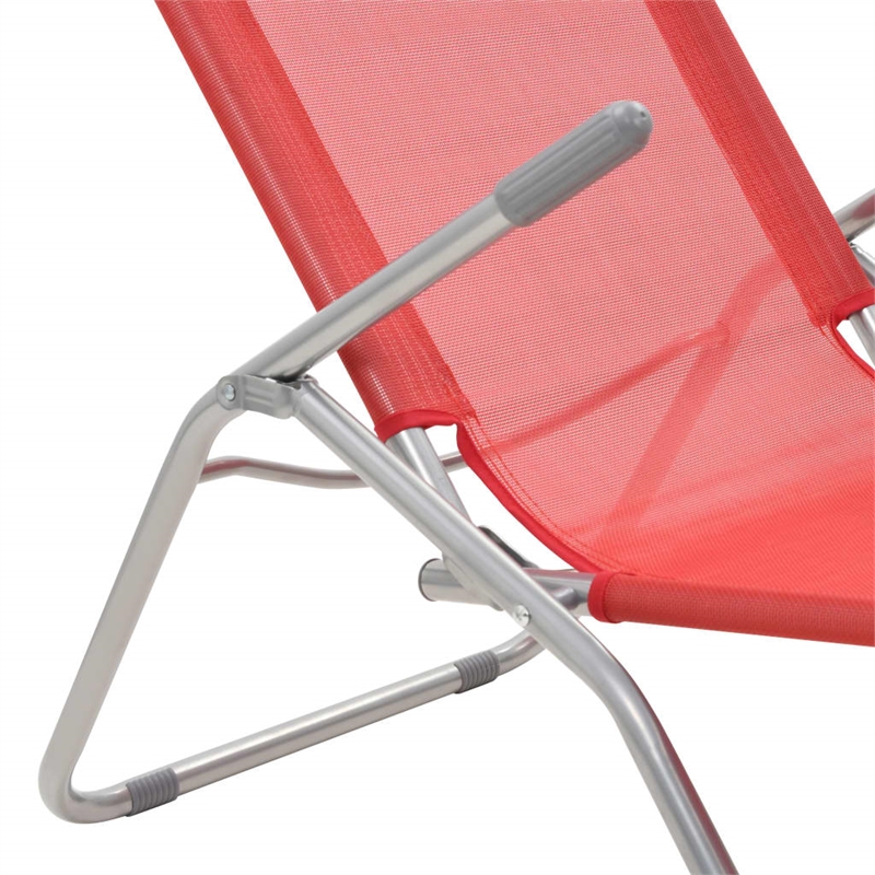 vidaXL Textilene & Steel Sunlounger Set of 2 in Red