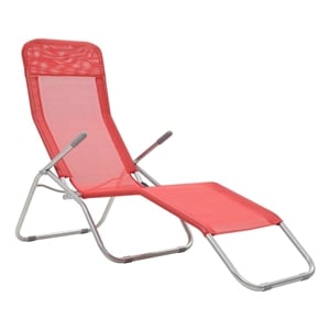 vidaXL Textilene & Steel Sunlounger Set of 2 in Red