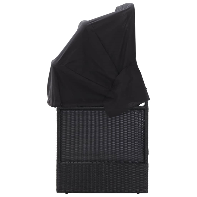 vidaXL PE Rattan Sun Lounger Outdoor Sofa Rectangular in Black