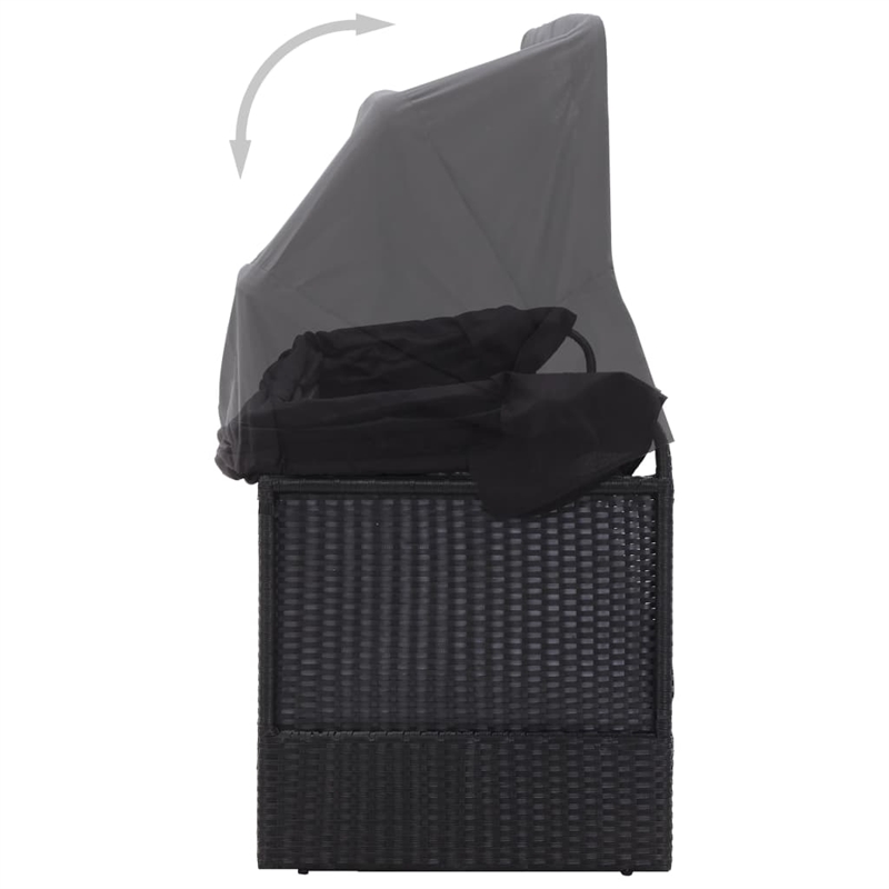 vidaXL PE Rattan Sun Lounger Outdoor Sofa Rectangular in Black
