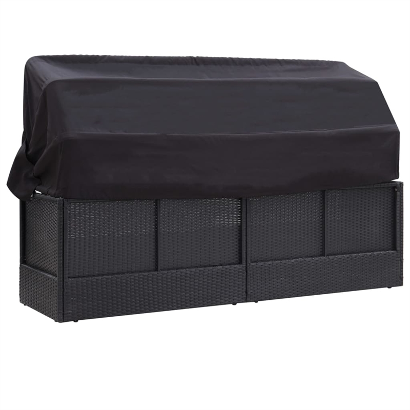 vidaXL PE Rattan Sun Lounger Outdoor Sofa Rectangular in Black